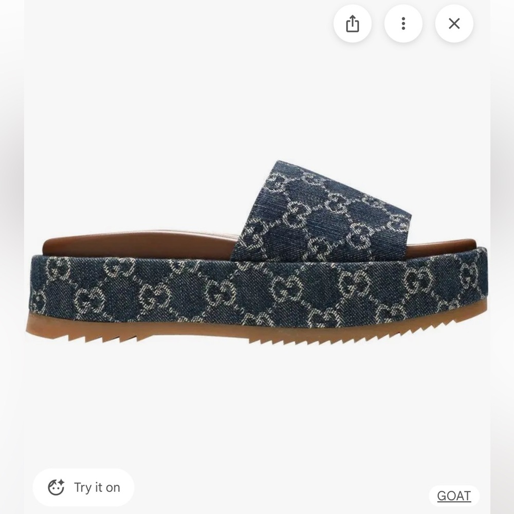 Gucci Denim Blue Pattern Slides